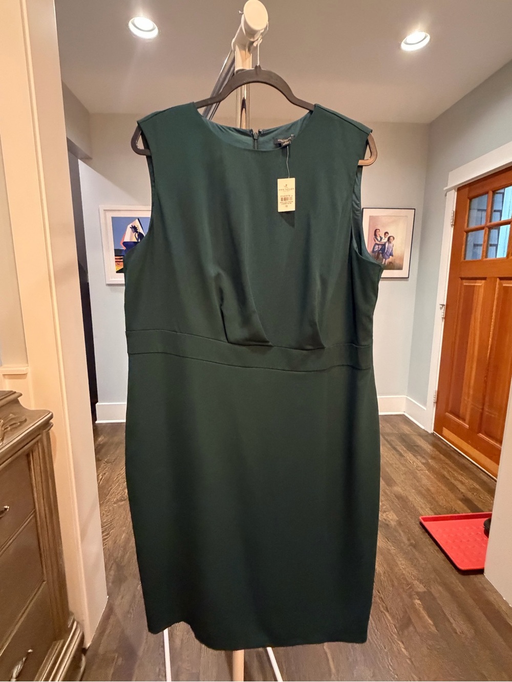 Ann Taylor Forest Green Sleeveless Sheath Dress
